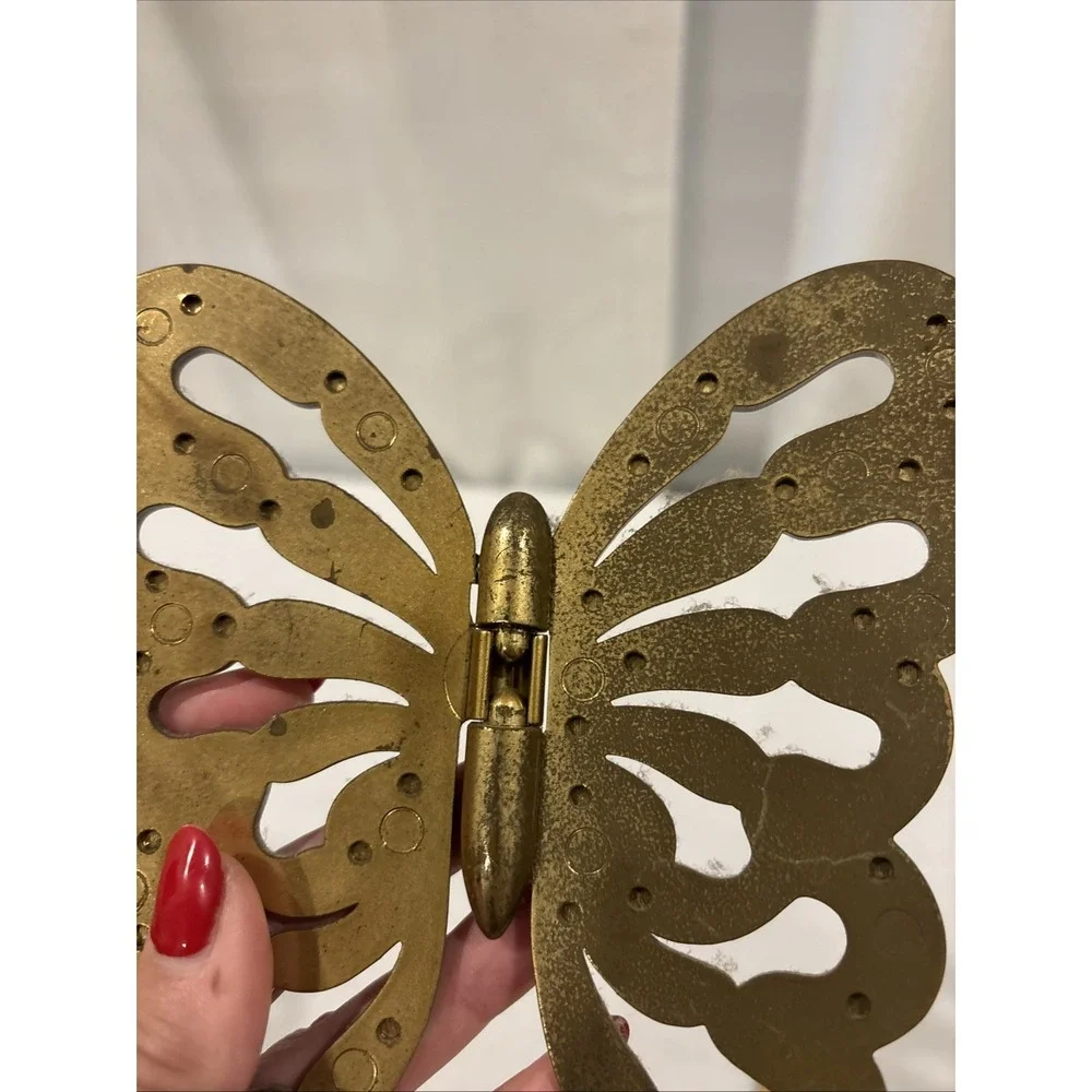VTG Home Interior Butterflies Hinged Plastic Golden Wall Hanging~ Set Of 3